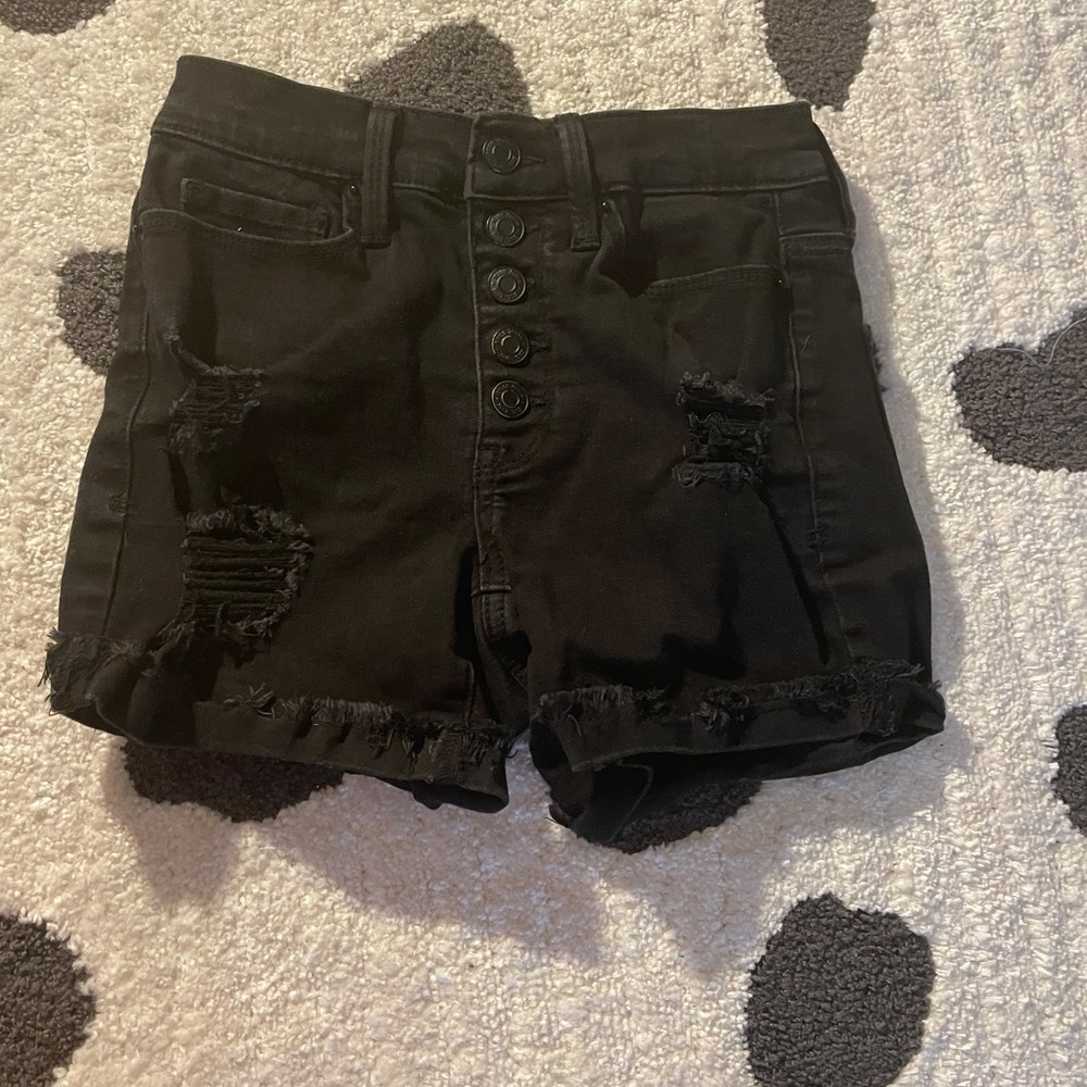Button down 00 distressed black denim distressed